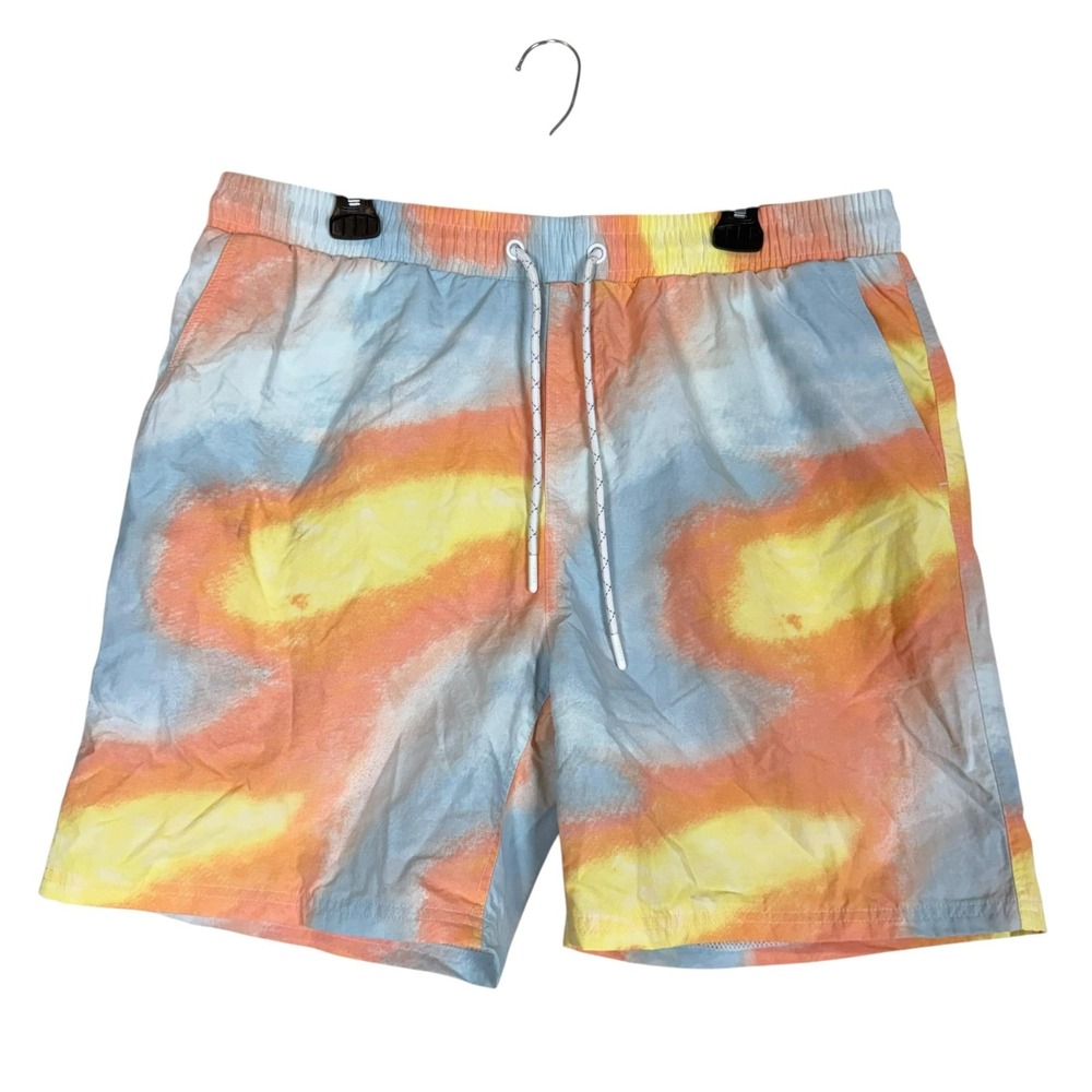 CSG Shorts Mens XL Multicolor Tie Dye Swim Trunks Lined Elastic Waist Pockets